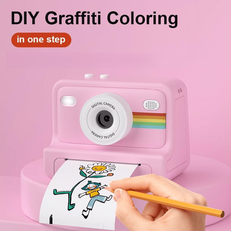 Portable Instant Photo Digital Camera, 1-Second Instant Photo Printing, Video Selfie Camera, 1080P HD Screen, Supports Photo Printing, Photography, USB Cable, Lanyard, Three Rolls of Print Paper, Holiday Birthday Gift, Portable Travel Printing