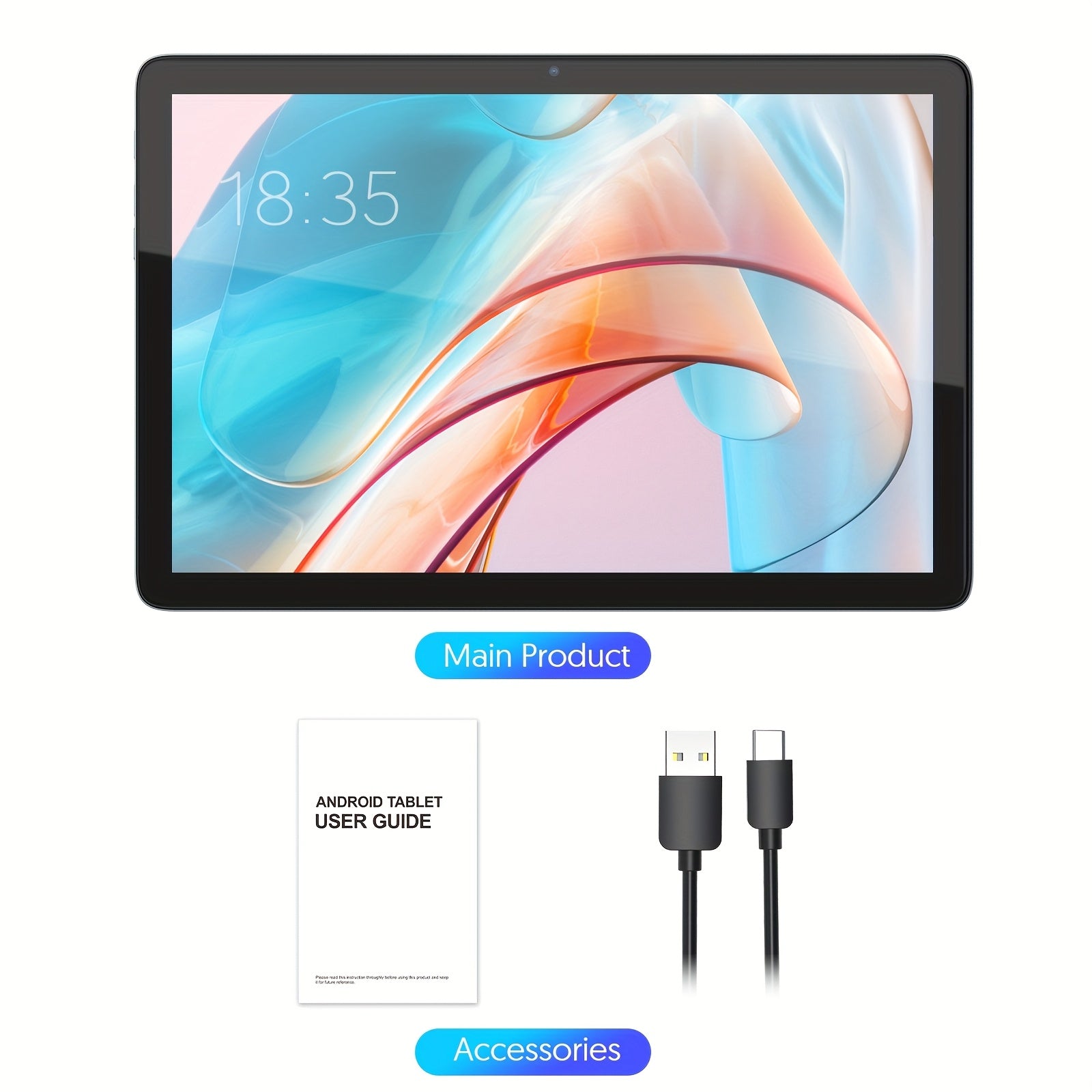 10-Inch Android 14 Tablet, 128GB 8 (4+4 Expandable) GB with 1TB Expansion, Octa-Core CPU, 8000Mah Battery, 5G Wifi 6, 2MP + 8MP Dual Cameras, 1280X800 FHD IPS, Optional Additions: Tablet with Keyboard Set/ Standalone Tablet, Tablet, Pad, Tablet, Pad