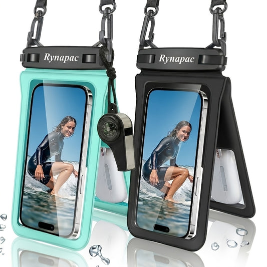 RYNAPC 2-Pack Phone Pouches, Double-Layer Phone Cases with Lanyard - 6.7-inch Large Capacity Dry Bags | IPX8, Shockproof And Sandproof | Suitable for iPhone 16/15/14 Pro Max | Ideal for Swimming, Boating, And Kayaking