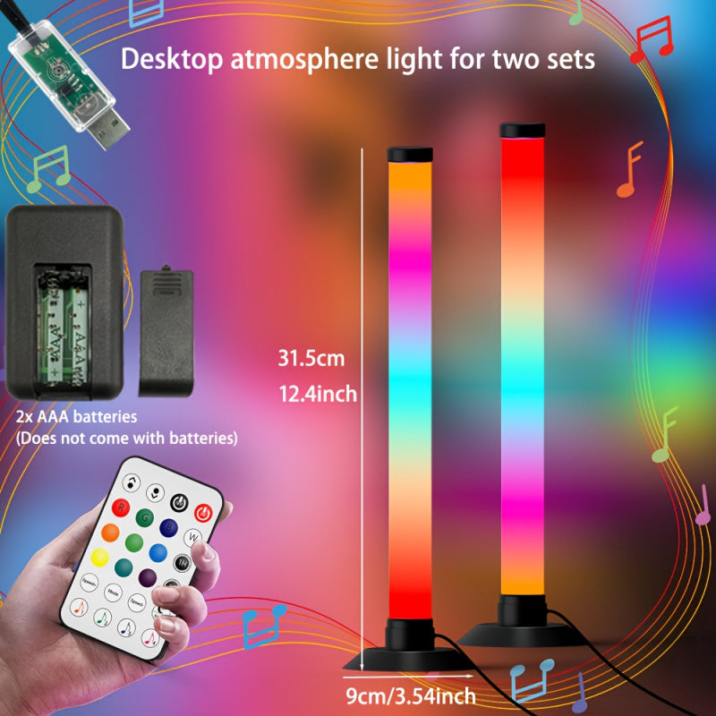2pcs RGB IC LED Light Strip Set - 16 Million Colors, 8 Dynamic Modes, Music Sync & App Control with /-like Smart Hub-Free Operation, USB- RGB Lights for TV Backlight, Gaming, RGB PC/Laptop/Desktop Decoration