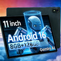 [Perfect Holiday Gift] 11/10.1" Android 16 Business Tablet - 2026'S Hot Model | Gemini AI | (4+4)GB RAM+128GB ROM/(4+4)GB RAM+64GB ROM | Android 16/14/13 Octa-Core Powerhouse | Wifi 6 | Dual Cameras | Long-Lasting Battery | Ad-Free Zone | Perfect Holiday