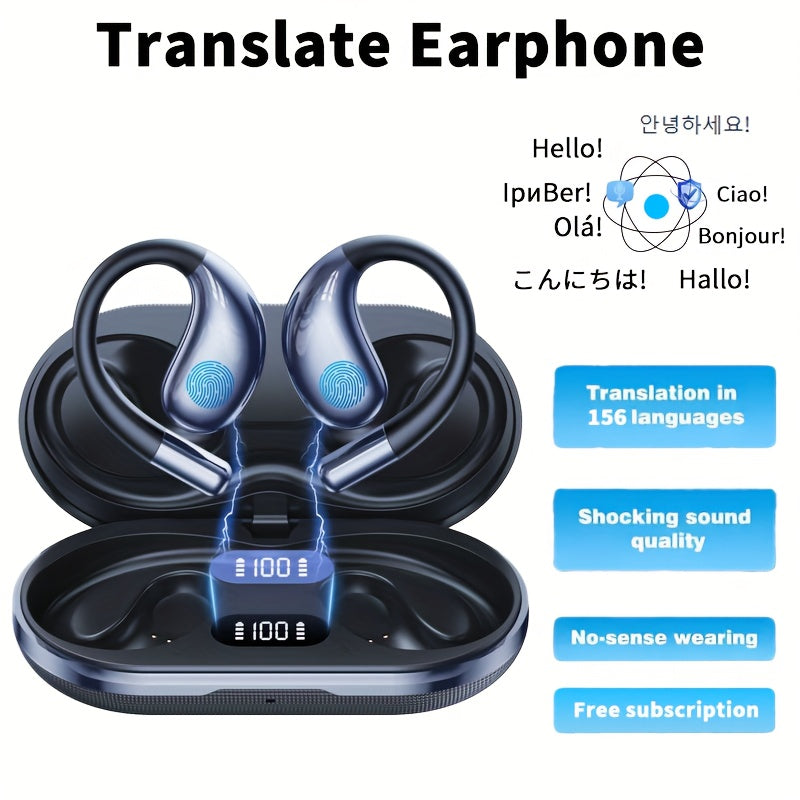Real-Time AI Translation Earbuds, a 3-In-1 Device with Wireless 5.4, Capable of Translating 156 Languages for Both Ios And Android, Ideal for Travel, Business, And Learning
