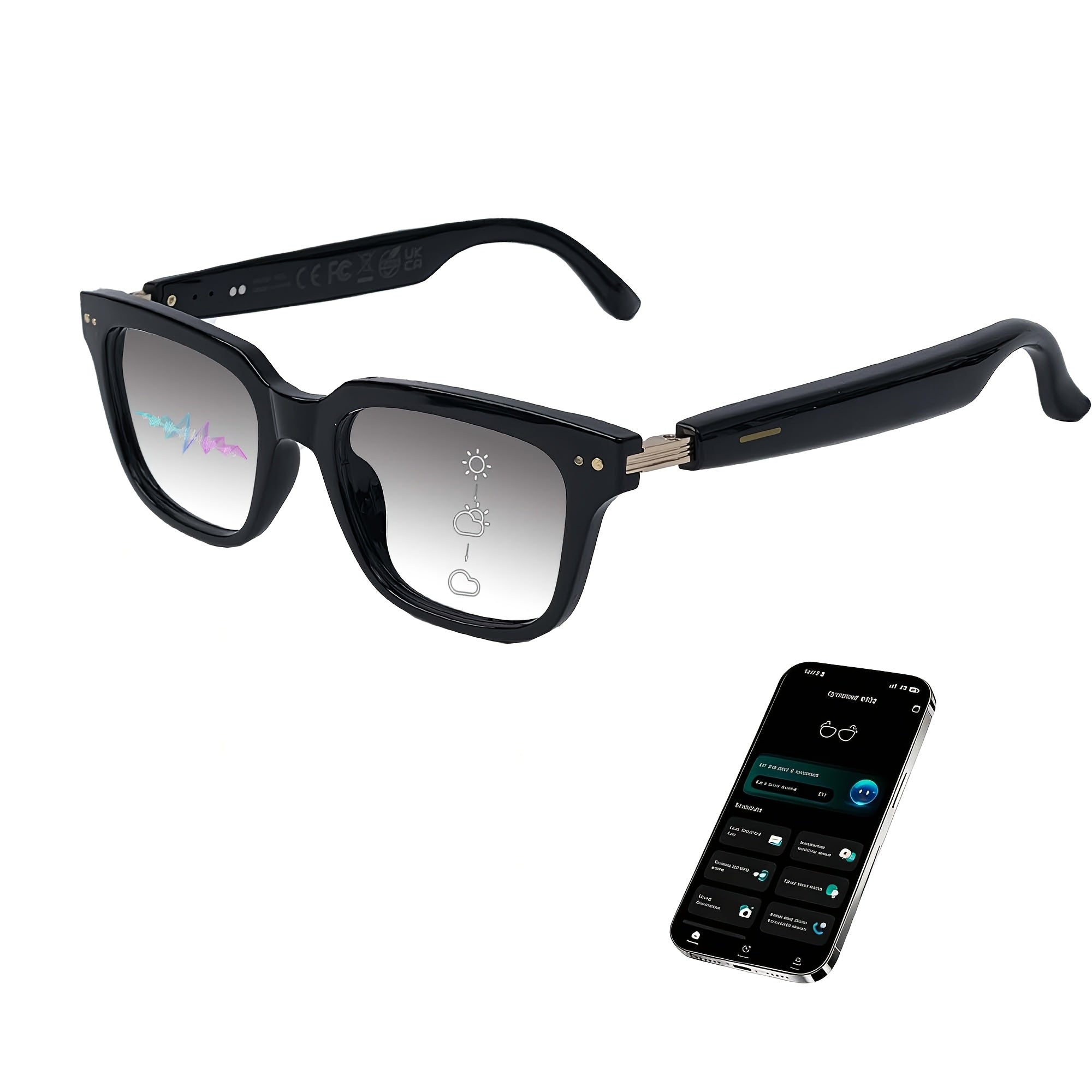 AI Smart Glasses, Supporting Real-time Translation in 160 Languages, Equipped with a GPT Chat System, Unisex Multifunctional Audio Glasses with Built-in Microphone and Speaker, Featuring Music Playback and Hands-free Calling During Calls
