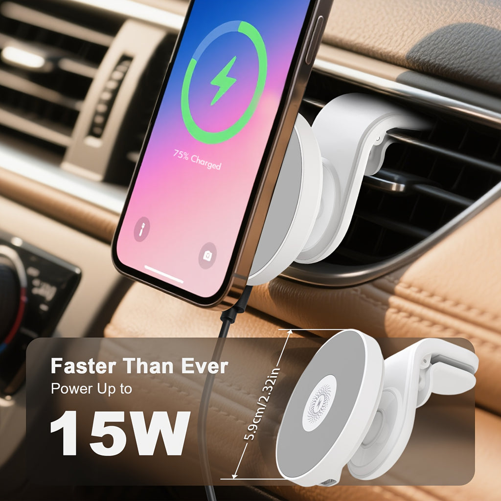 Magnetic Universal Car Phone Holde, 15W Max Fast Wireless Car Charger Mount, Air Vent Holder for iPhone 17/17 Air 16/16 Pro/16 Plus/16promax/15/14/13/12 Series, for Samsung Galaxy And Multiple Devices, Adjustable Viewing Angle, Christmas Gifts