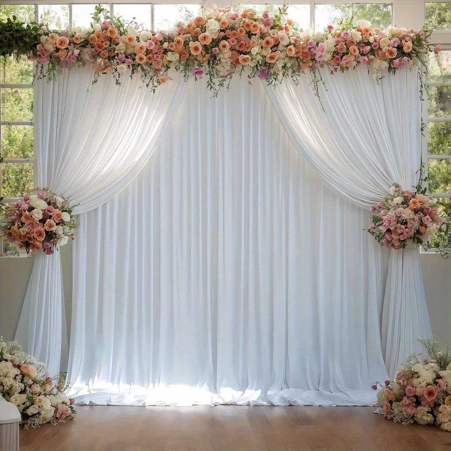 2pcs, 5Ftx10Ft White And Black Backdrop Curtain Ideal for Parties And Weddings, Wrinkle-Resistant Photo Curtain Background Fabric Trim Perfect for Wedding Backdrops, Christmas, Halloween, And Birthday Celebrations