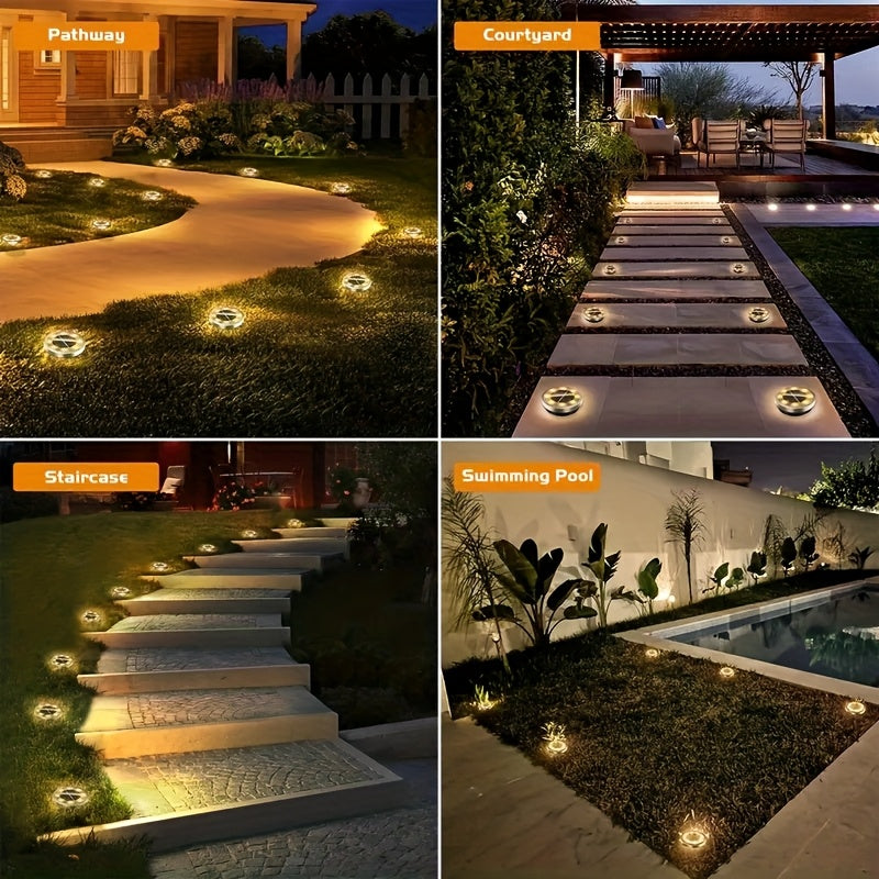 [Solar Light] Solar Ground Decorative Light, Upgraded With 8LED, Durable, Easy To Install, Suitable For Vegetable Gardens, Parks, And Decorative Lighting Options, Outdoor Lighting | Modern Solar Light | Durable Solar Panel, Solar Light, Landscape Illumina