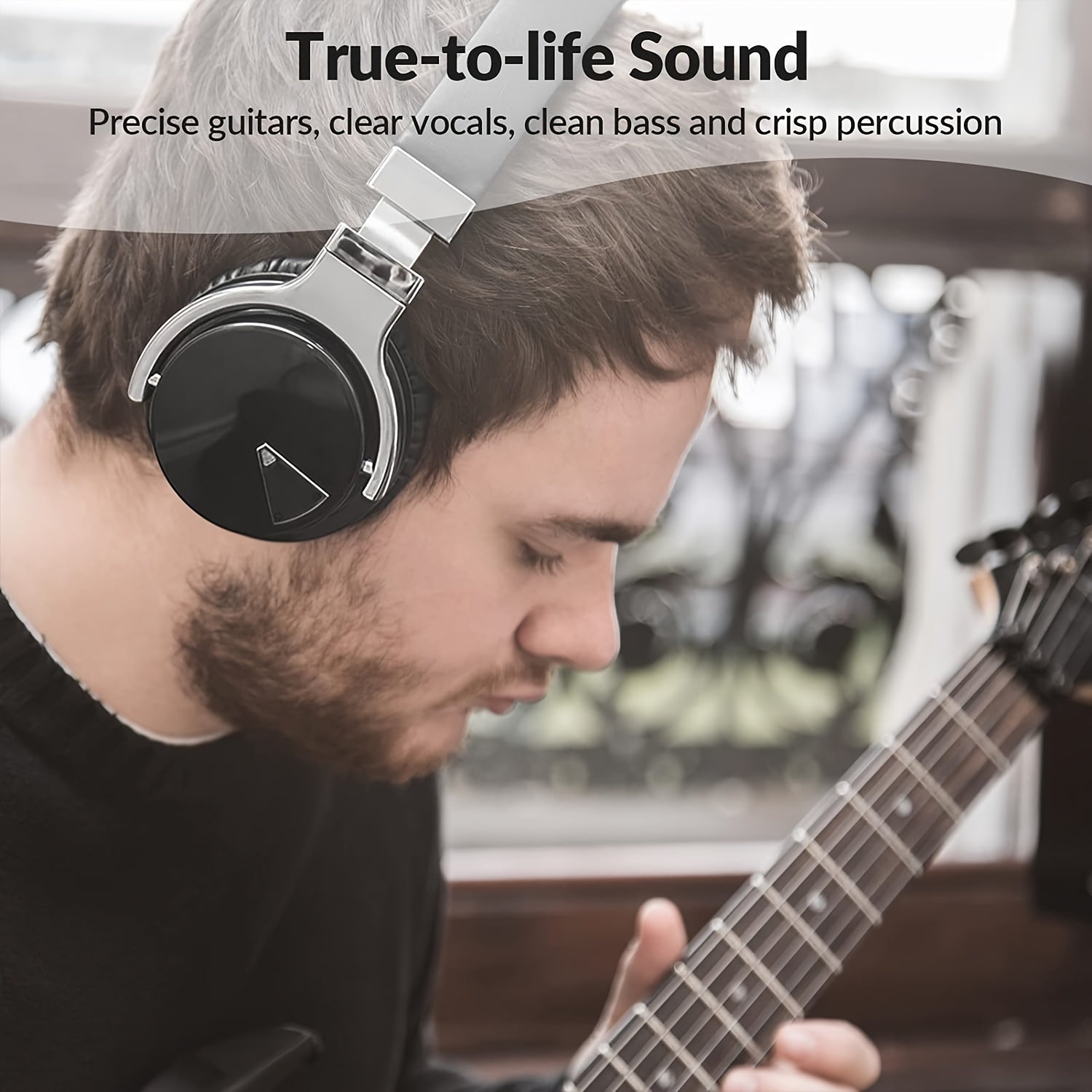 MIGHTY ROCK Active Noise Cancelling Headphones, Wireless Headphones, 30H Playtime, with Microphone, Deep Bass, 30 Hours Playtime