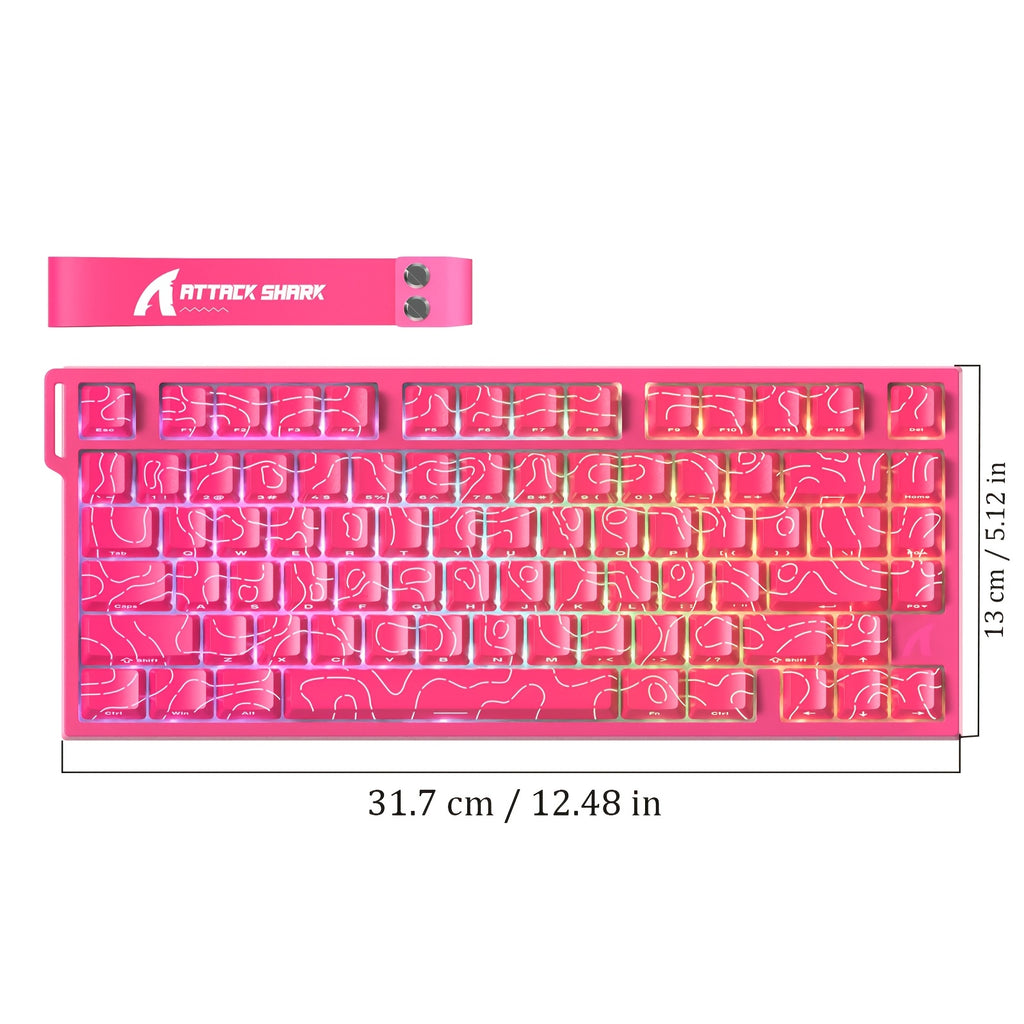 Attack Shark R82HE Wired 80-Key 0. 005mm RT Precision Rapid-Fire Mechanical Gaming Keyboard, 8K Polling Rate, 256K Scan Rate, 5-Layer Sound Isolation, Hot-Swappable, PBT Keycaps, Hall Effect Magnetic Switches, Suitable for PC and Mac