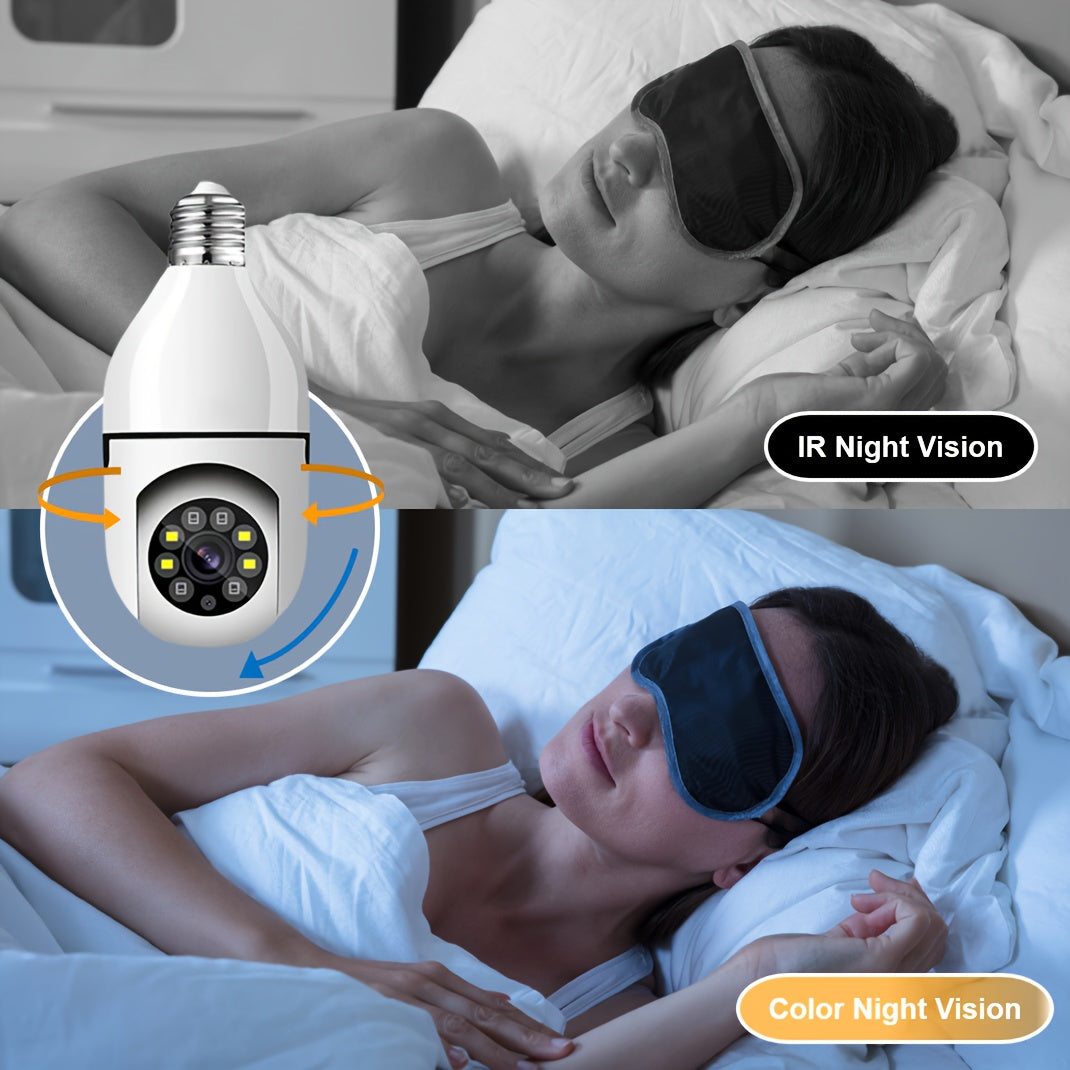 [1080P] 1/2Pc 3MP Light Bulb Camera 2.4Ghz Wifi, 1080P Wireless Surveillance Camera with Full-Color Night Vision, Two Way Audio, Motion Detection, 360° Pan&Tilt for Home Security