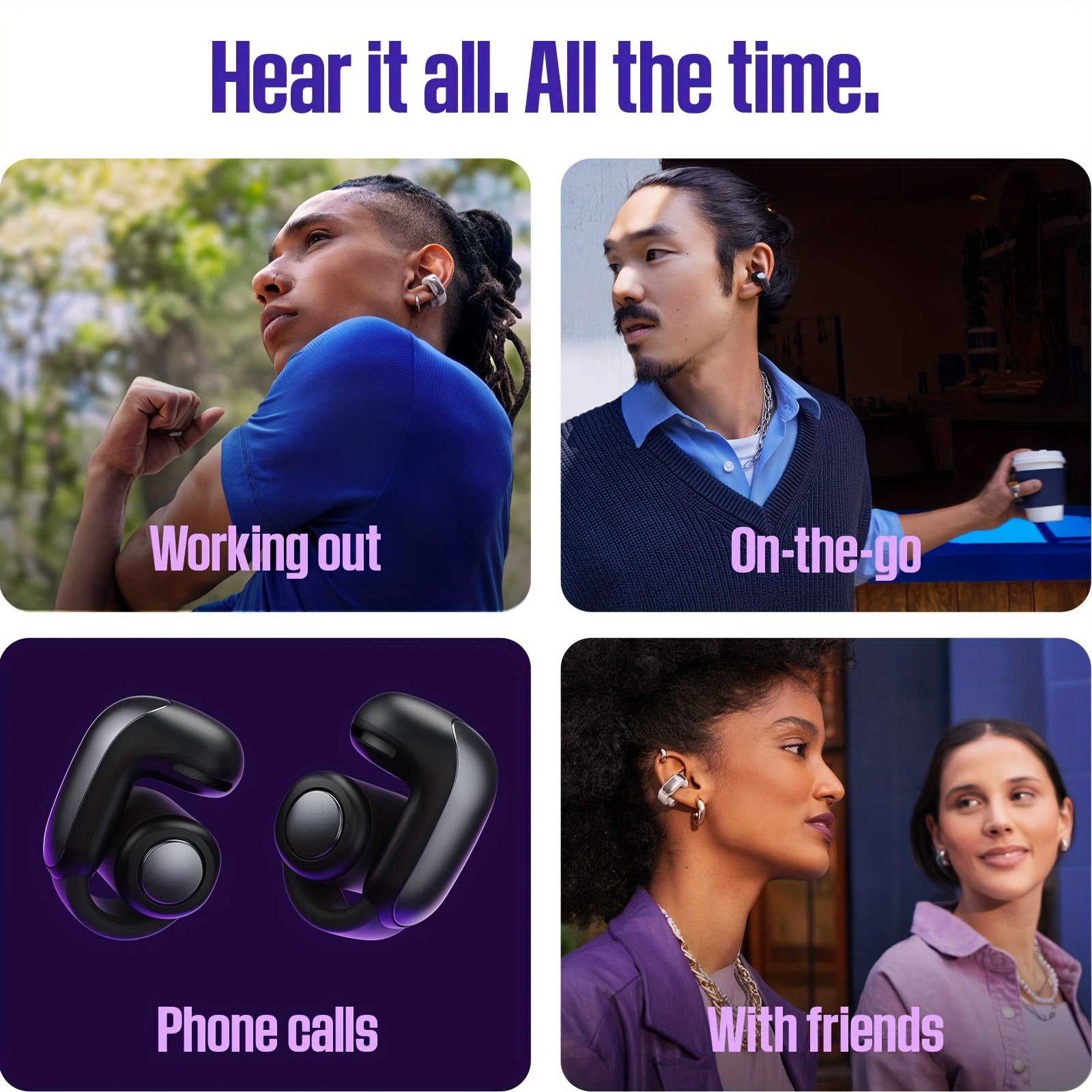 True Wireless Wireless Earbuds Featuring Openaudio for Situational Awareness, a Comfortable Clip-On Design, Immersive Sound Quality, And Up to 48 Hours of Playback Time, Available in a Limited Edition Chilled Lilac Color