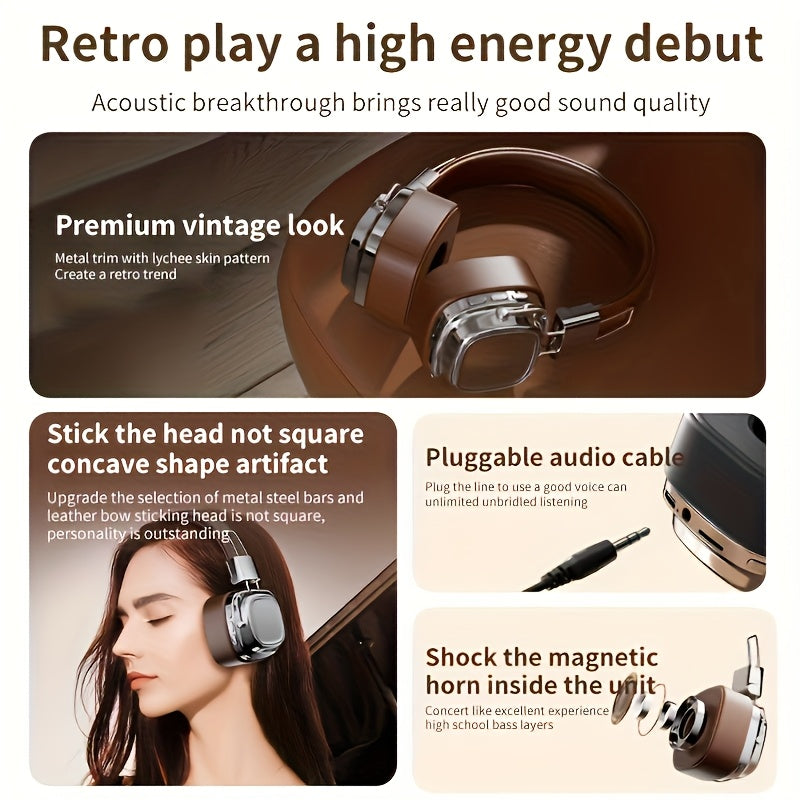 Bluetooth Headphones, HD Stereo Sound Over Ear Headphones with Built-in Microphones, Deep Bass 20 Hours Playtime, Fast Charge BT 5.2 Headset for Adults, School, Travel