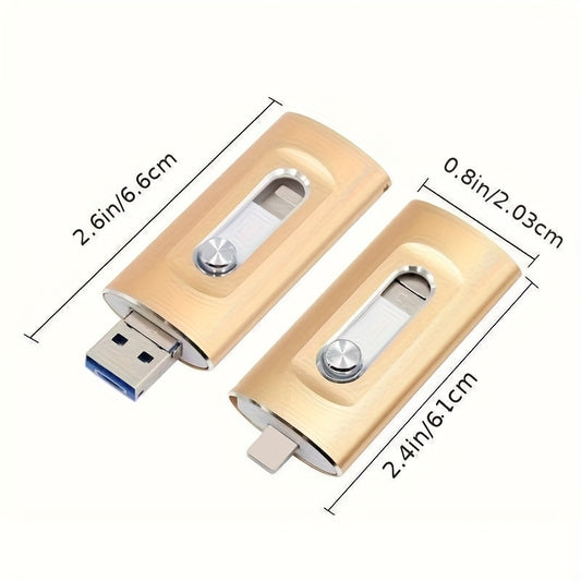 USB 3.0 Type-C Flash Drive 128GB/256GB, 4 in 1 Memory Stick for iPhone/Type-C/PC/Android, Ultra-Fast Data Transfer Thumb Drive Pen Drive Photo Stick with Type-C Port
