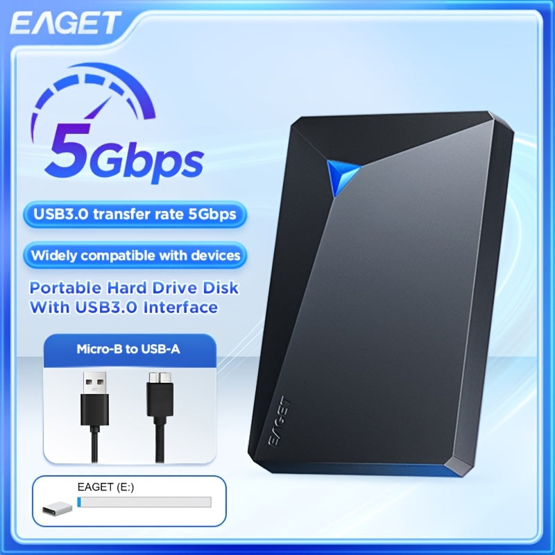 EAGET Portable HDD External Hard Drive, USB3.0 Mechanical Hard Drive High-speed Mobile Backup Storage, Plug & Play Suitable for PC, Desktop, MacBook, Ps4, Xbox, Smart TV