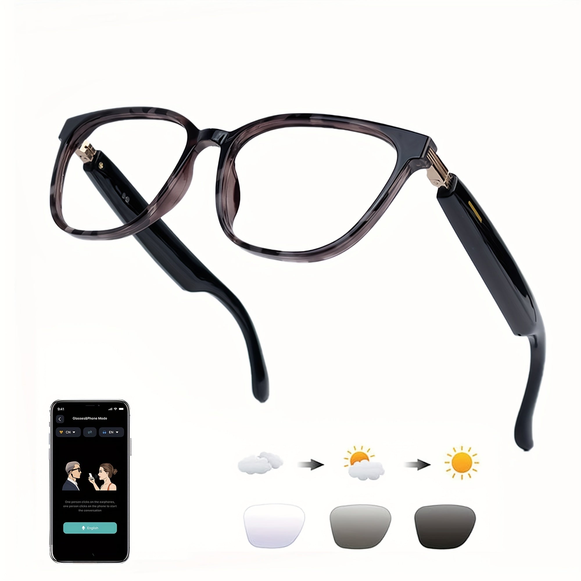 OICIIDO New AI Smart Glasses Support Real-time Translation for 160+ Languages And Video Translation. Equipped with Chat GPT System. Multifunctional Audio Glasses for Men And Women. Built-in Microphone And Speaker. HD Voice Calls And Hi-Fi Music