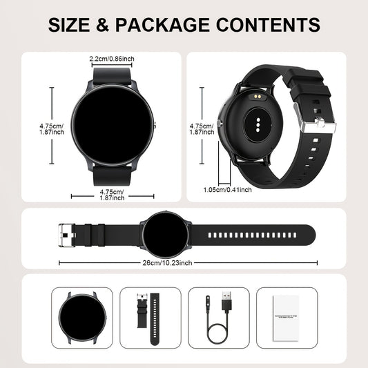 GWENLAND Smart Watch Compatible for with SIM-Free Wireless Calling, Music Control, IP68 Fitness Tracker Smartwatch, Step Counter/Pedometer, Distance Meter, 100+ Sport Modes, Rechargeable Battery, Compatible for Smartphone