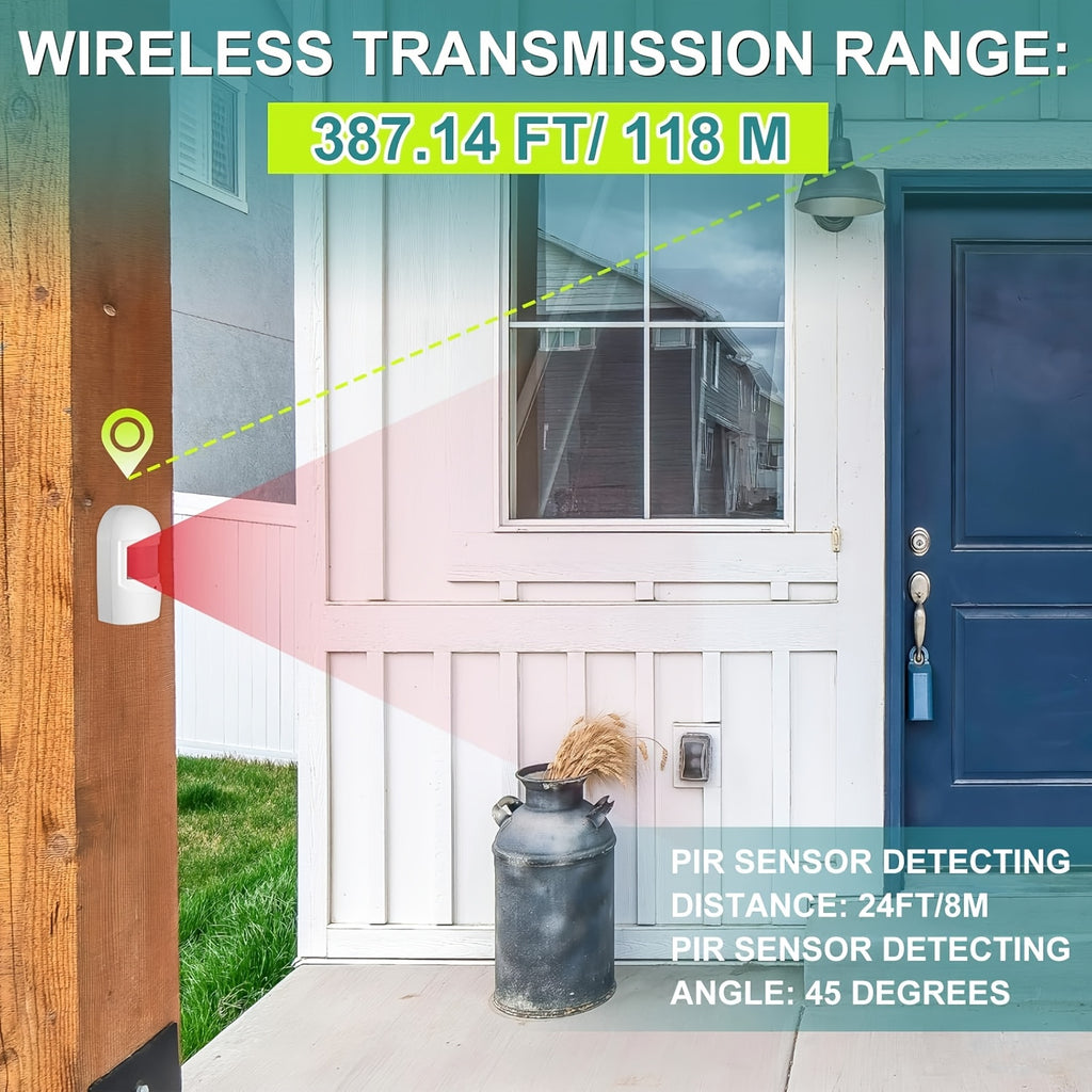 [Wireless Motion Sensor Alarm] Driveway Alarm Wireless Outside Motion Sensor Alarm with Receiver Infrared Sensor, Indoor Home Security Business Alert System Detector