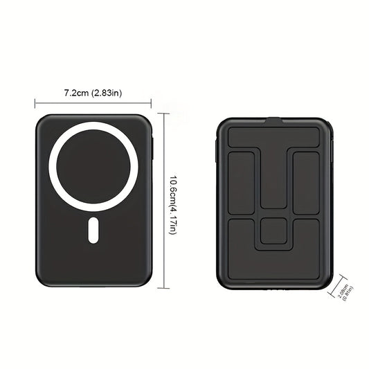 Power Bank Mini, Super Fast Charging PD22.5W Wireless Charging 15W Magnetic Fast Charging, Built-in 2 Cables with Stand And Digital Display Battery Level, 10000mAh, Universal USB Portable, Suitable for Airplane Travel Mobile Phone