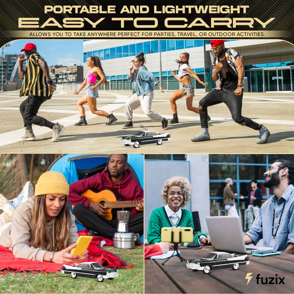 Fuzix WS-1965 Car Bluetooth Portable Speaker, Retro Car-Style Wireless Stereo Speaker with LED Headlights and Taillights, AUX/USB/TF/FM Radio Playback, Rechargeable Battery, High-Power Clear Sound, Multiple Playback Modes, Perfect Festival Gift, Ideal for