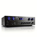 [Home Stereo Receiver] Donner 5.0 Stereo Audio Amplifier Receiver, 4 Channel Home Stereo Receiver Speaker With Accessories USB, SD, FM, 2 Mic In Echo, RCA, LED, Speaker For Home Sound System