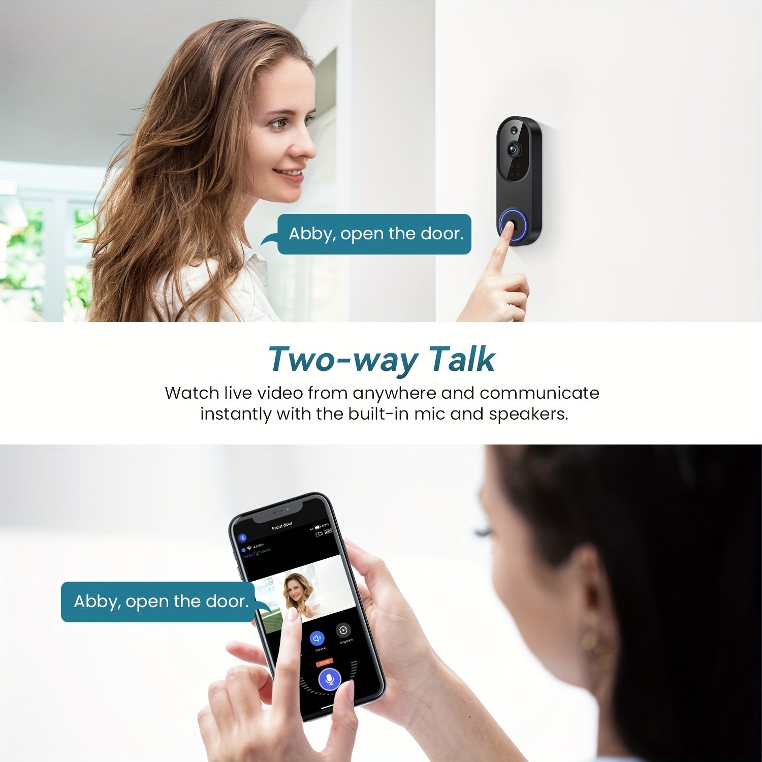 2K Wireless Camera, Multi-combination Smart Doorbell, 166° Wide-angle Video Surveillance, Two-way Voice Intercom, Cloud Storage, Support For Rechargeable Batteries, Equipped With AI Human Body Detection And 2.4G WiFi Connection, Clear Night Vision