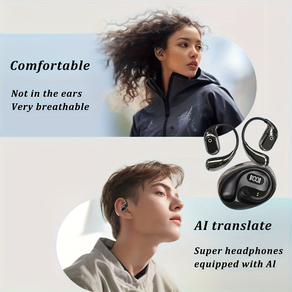 144-Language AI Translator Earbuds - 0.3s Real-Time Voice Translation, Noise Cancelling Mic & 40H Battery for Travel/Business, No Delay!Includes Headphone Storage Pouch