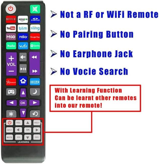 2 Pack Universal Remote Fit for All RK TV Brand TC-L,San-yo,L-G, R-CA, Phi-lips, HITA-CHI,O-NN,Insi-gnia,Sha-rp,JV-C, and App-le 1,2,3 Generations, Bo-se Wa-ve I/II/III/IV, NOT for RK Stick