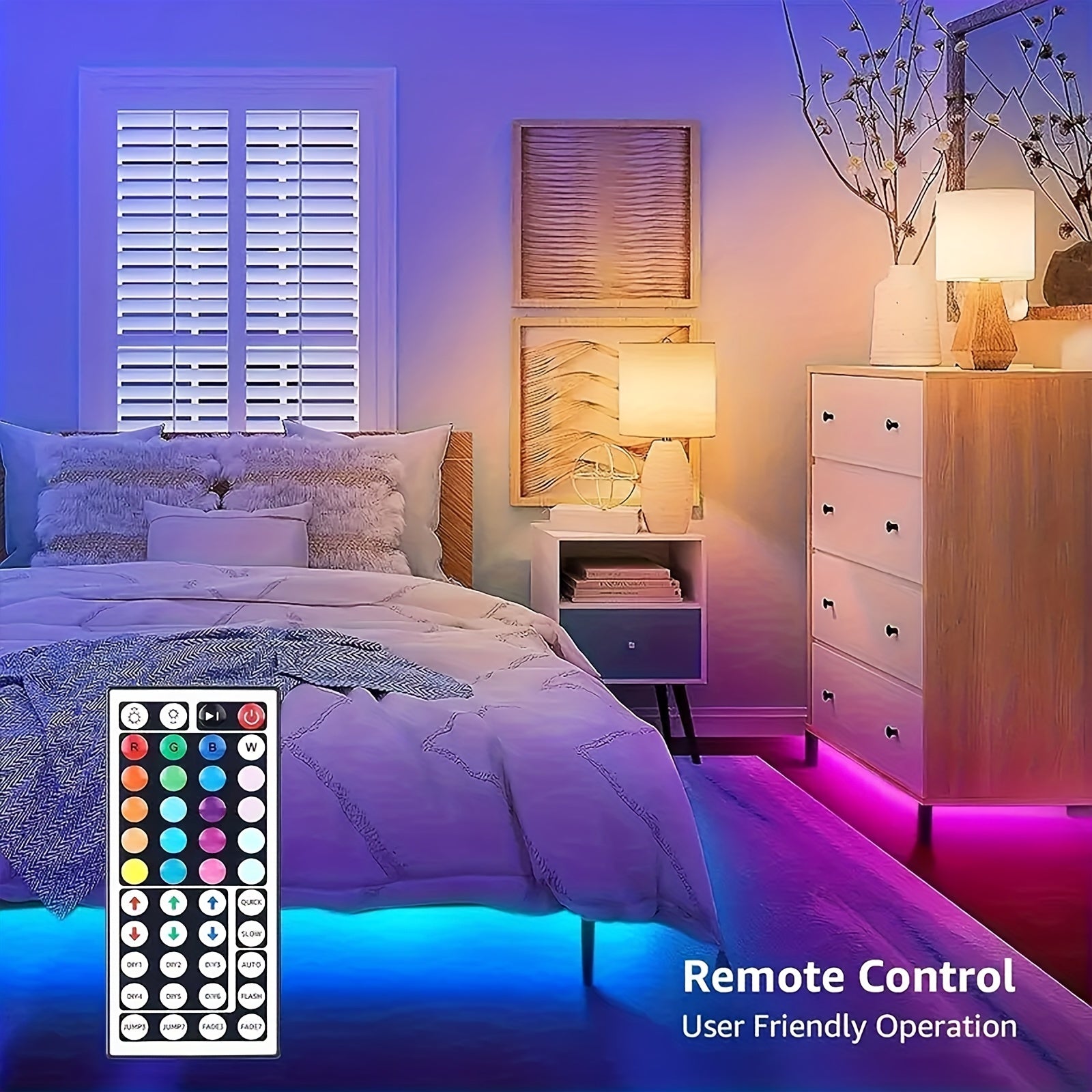 NBBUFF 100ft LED Lights For Bedroom, Color Changing LED Strip Lights With 44 Keys Remote And Power Supply, LED Light Strip For Festival, Wedding Decor. Happy Carnival!