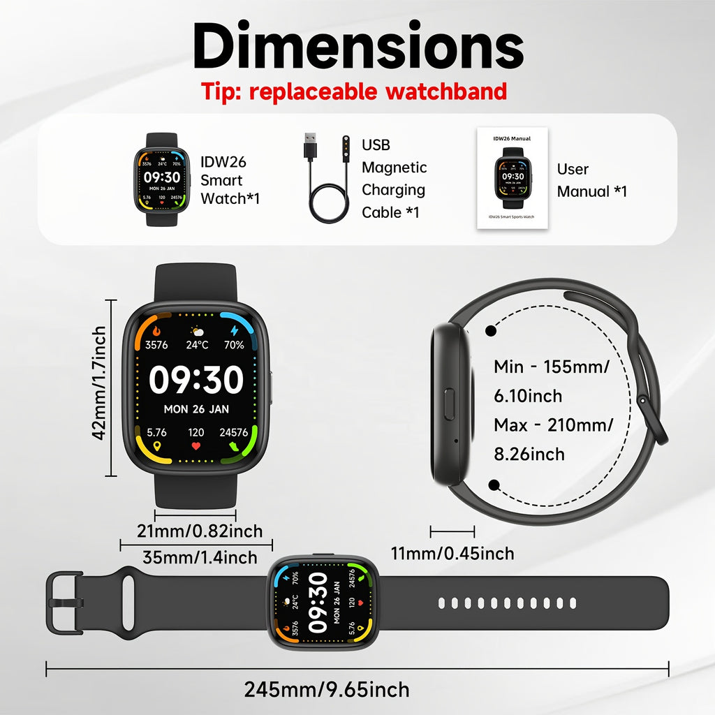 FAWEIO Smart Watch For Men Women Wireless Calling, 1.83" HD Touch Screen Fitness Tracker, 100+ Sports Modes, Built-in Alexa, Dial, Waterproof, For IPhone & Android, Birthday Gifts, Mother'S Day Gift
