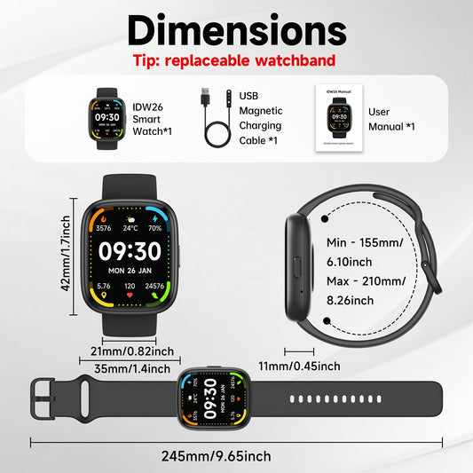 FAWEIO Smart Watch For Men Women Wireless Calling, 1.83" HD Touch Screen Fitness Tracker, 100+ Sports Modes, Built-in Alexa, Dial, Waterproof, For IPhone & Android, Birthday Gifts, Mother'S Day Gift