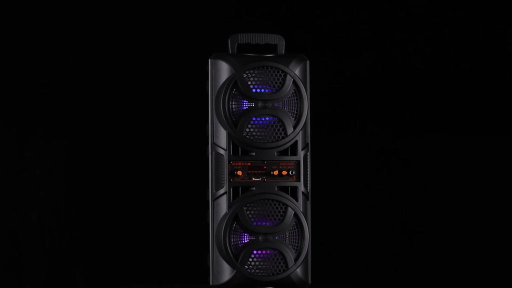 Portable Wireless PA Speaker, Bluetooth Speakers Loud Sound Powerful Subwoofer System, Support AUX USB FM Wired Microphone Audio Input, Built-in Rechargeable Battery Speaker with LED Light, Wired Microphone and Remote Control