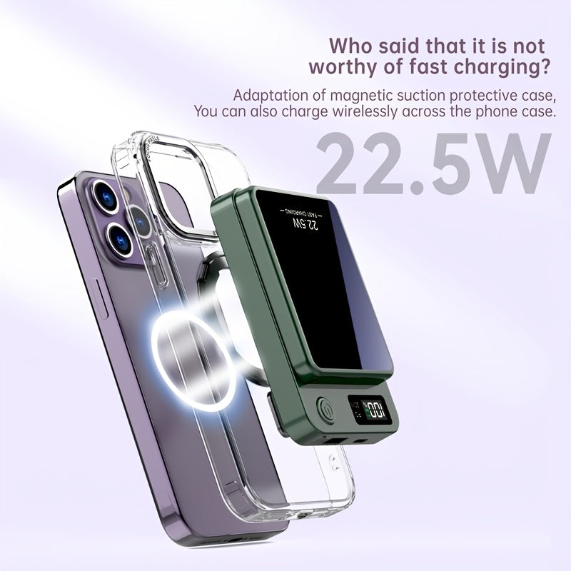 Magnetic Portable Wireless Charger, 10000/5500mAh Wireless Power Bank with 22.5W USB-C Fast Charging, LED Display Magnetic Battery Pack for iPhone 16/15/14/13/12 Full Series And Android Series Phone Charging