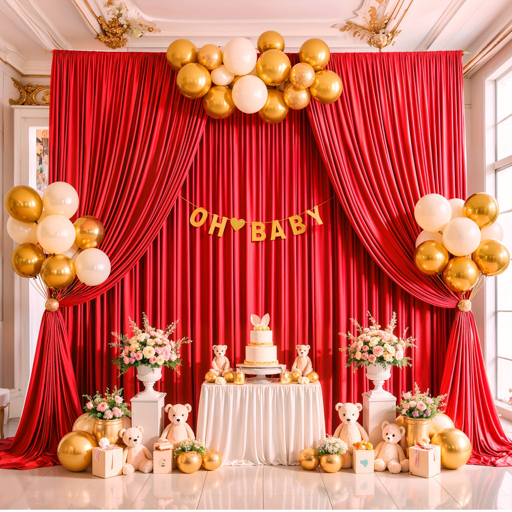2pcs 10x10ft Luxe Draped Backdrop Curtains - Soft & Y, Non-Transparent | Elegant Photo Backdrop & Party Decor for Weddings, Birthdays, Christenings