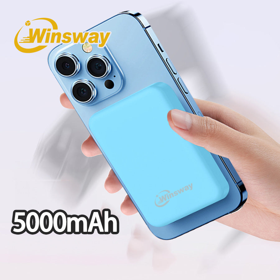 Winsway 5000mAh magnetic mini mobile power bank, supports PD and QC 3.0 fast charging, colorful and versatile, suitable for iPhone 17/16/15/14/13 series