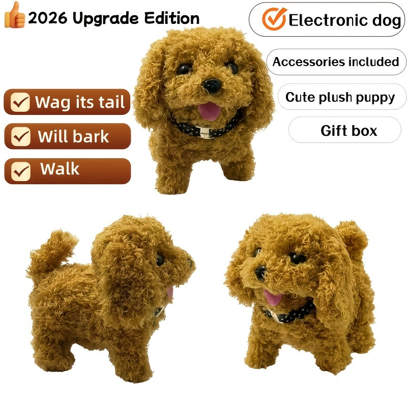 [Ideal Gift] 2026 Realistic Robot Dog - Interactive Walking, Barking, Expressive Eyes And Soft Plush, Button Controlled Home Office Companion Or Gift - Ideal Choice for Adults And Teenagers, Cute Animal Biomimetic Product, Soft Touch Hair, Random Color