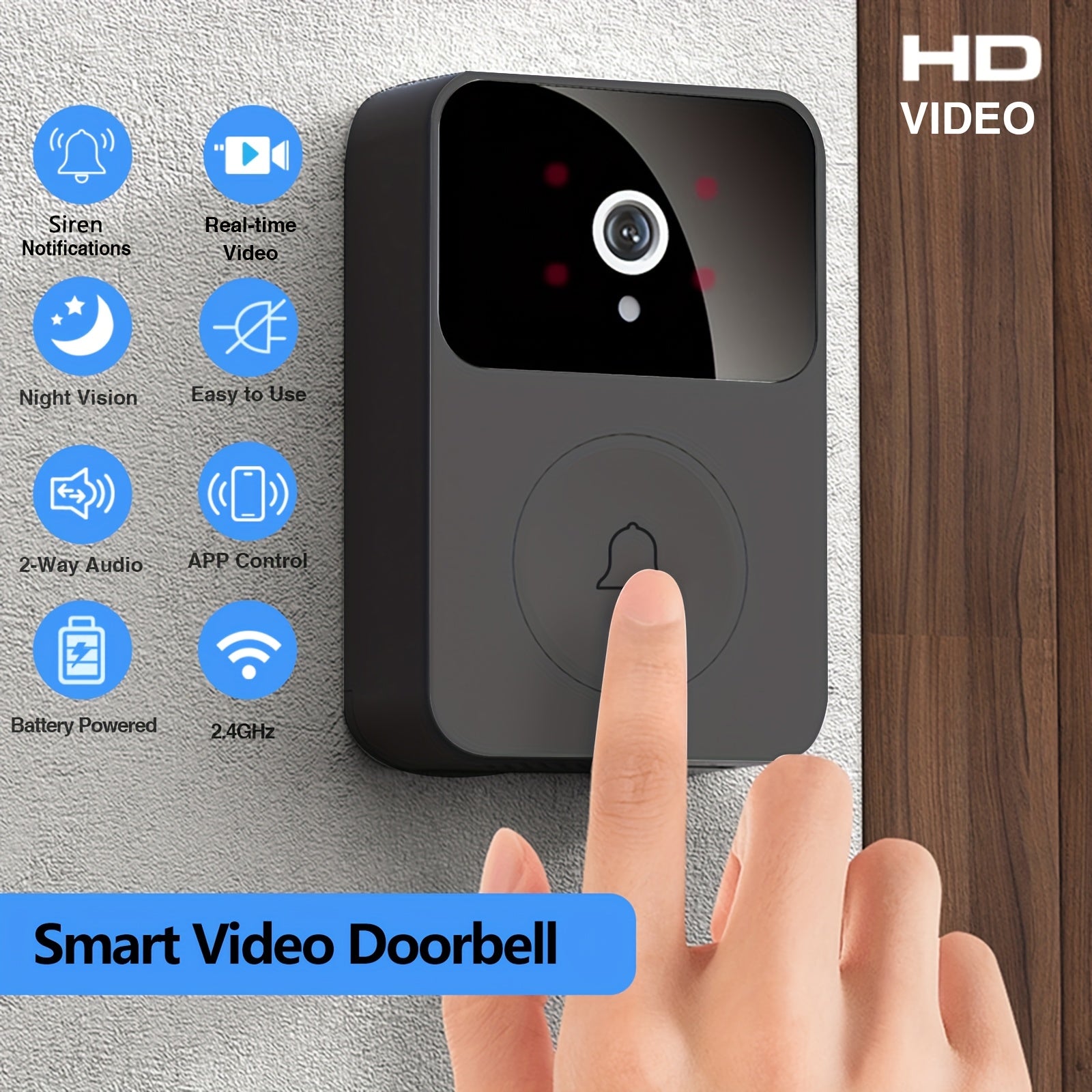 Halloween Special Offer!Wireless Doorbell Camera, Video Doorbell, Smart Doorbell Camera Wireless, HD Night Vision & Motion Alerts - Notification Push Mobile Remote View, Voice Change, Two-Way Audio, 2.4GHz WIFI, Rechargeable, Visual Doorbell, Photo