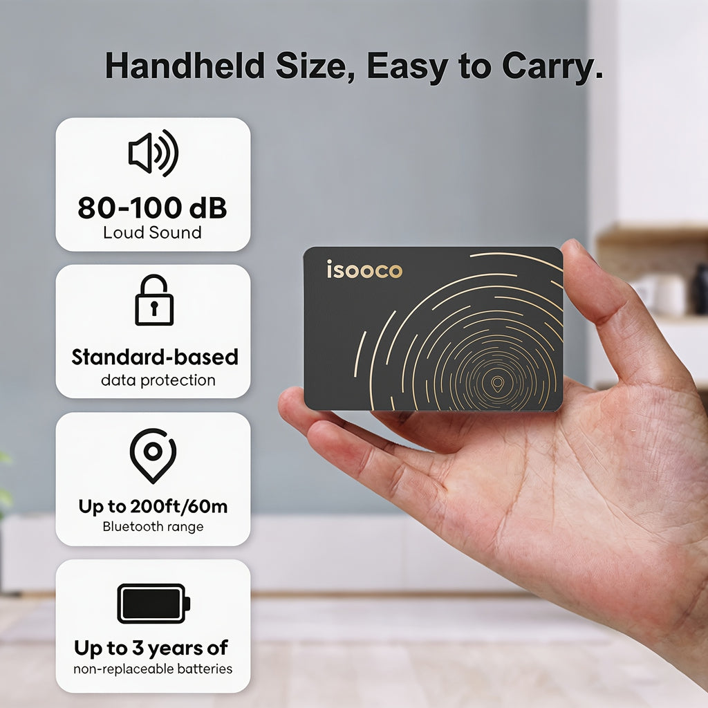 1pc/2pcs ISOOCO Ultra-thin Smart Wallet Tracking Card Item Tracker (only Supports IOS, Not Android), Portable Global Locator,, School Bag, Work Badge, Suitcase, School Bag, Handbag Finder, Used with Find My, 3-year Battery Life