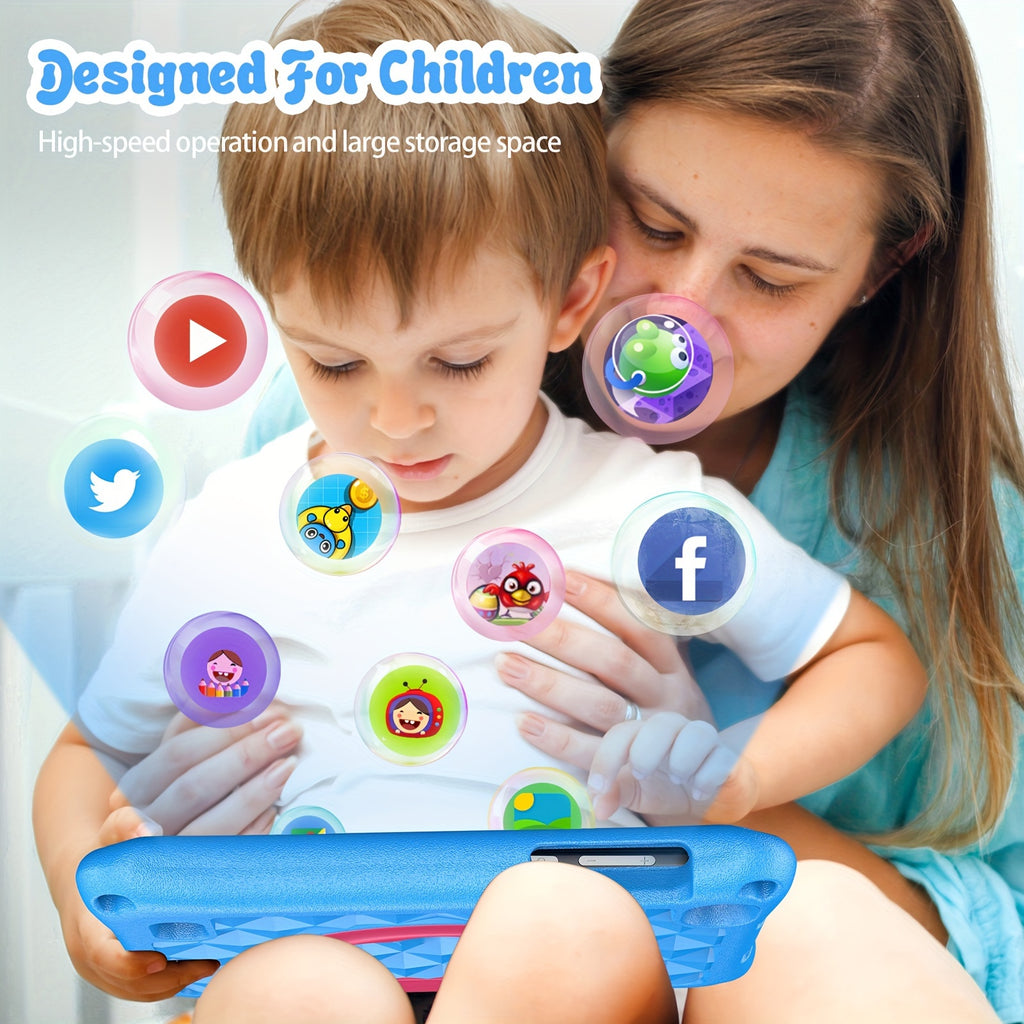 [Android 13, Portable] PRITOM Android 13 Kids Tablet Portable 7-Inch with Silicone Case, 4GB (2GB+2GB Expansion) RAM, 32GB ROM, Supports 1TB Expansion, Dual Wifi, Education, Parental Control, Tablet with Silicone Case, Quad-Core Processor, HD IPS Screen,