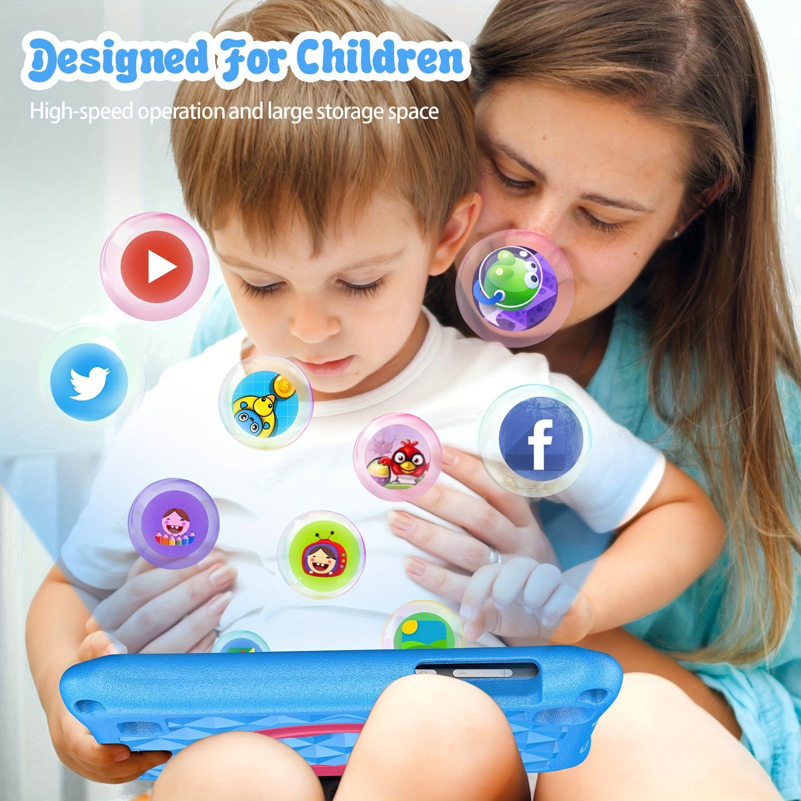 [Android 13, Portable] PRITOM Android 13 Kids Tablet Portable 7-Inch with Silicone Case, 4GB (2GB+2GB Expansion) RAM, 32GB ROM, Supports 1TB Expansion, Dual Wifi, Education, Parental Control, Tablet with Silicone Case, Quad-Core Processor, HD IPS Screen,