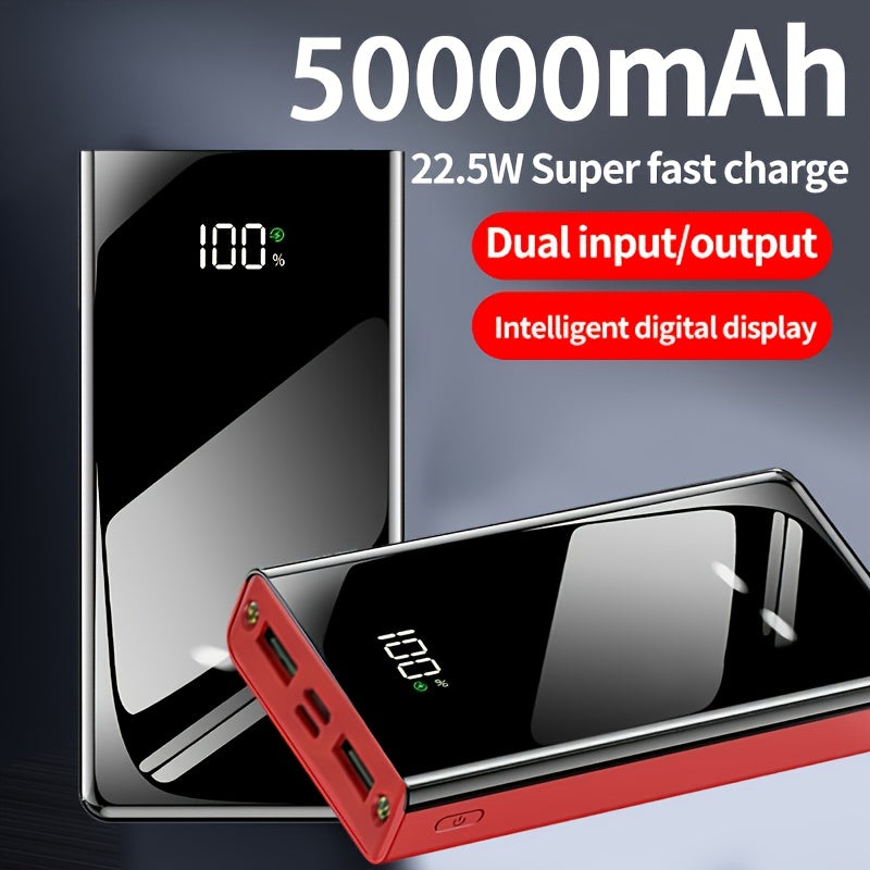 50000Mah 22.5W Fast Charging Portable Power Bank | Digital Display, Outdoor Travel Camping Light, Two-Way Fast Charging, Large Capacity Battery Pack for Iphone/Android Devices