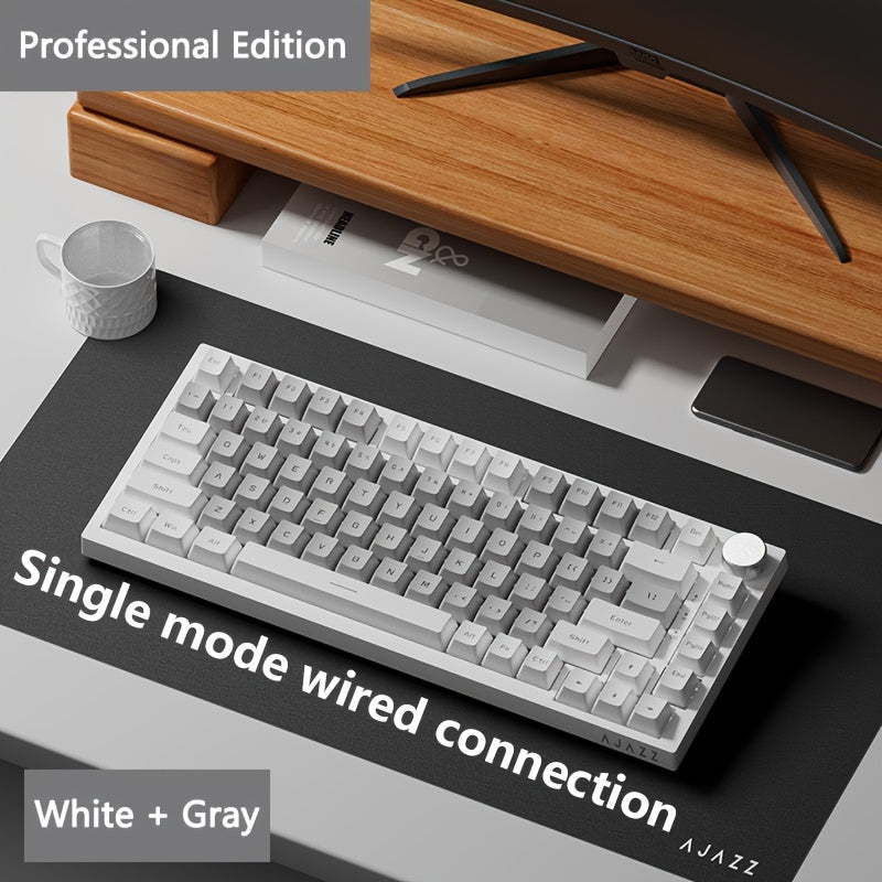 AJAZZ AK820/AK820MAX PLUS 75% (Wired/2.4wireless) RGB Gasket Mechanical Keyboard With Volume Knob, South Facing LED, Poron Foam, PBT Keycaps, Programmable Hot-Swap Keyboard
