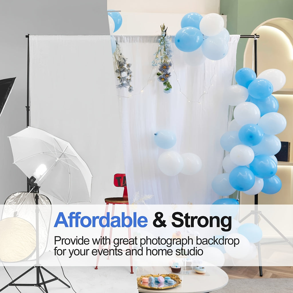 Banner Support Stand Measuring 9 by 6.5 Feet, Adjustable for Various Uses Such As Parties, Photoshoots, Projector Screens, Movie Displays, Weddings, And Event Decorations, Including Balloons