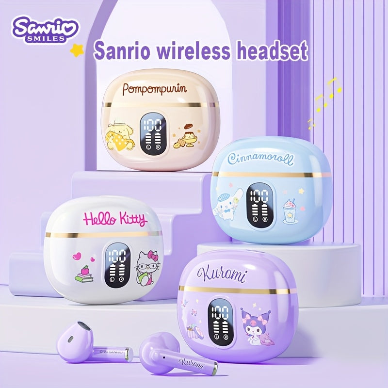 [Authorized] Headphones., Kuromi, Pompompurin, Genuine Open-Fit Wireless Earbuds, Experience 360° Environmental Awareness And All-Day Comfort. Suitable for Sports/Casual Use. Intuitive Touch Control. with Real-Time LED Digital Charging Case