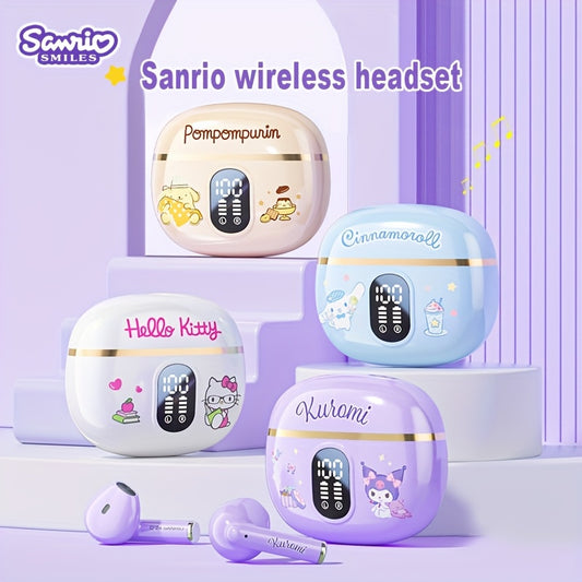 [Authorized] Headphones., Kuromi, Pompompurin, Genuine Open-Fit Wireless Earbuds, Experience 360° Environmental Awareness And All-Day Comfort. Suitable for Sports/Casual Use. Intuitive Touch Control. with Real-Time LED Digital Charging Case