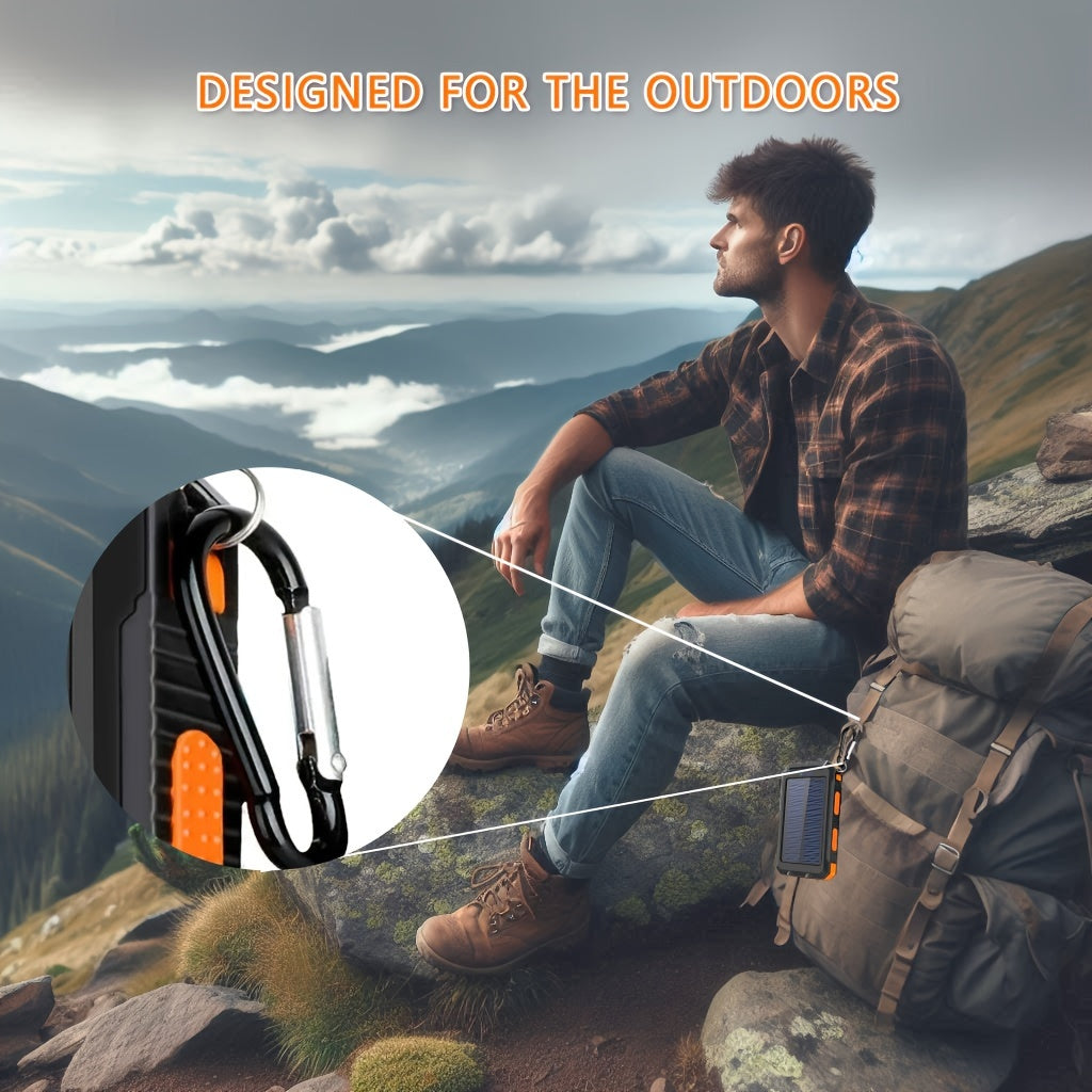 20000Mah USB Portable Charger Solar Power Bank, Dual 5V USB Port Output for All Mobile Devices Built-In Flashlight with Compass for Outdoor Camping Emergency Use, Power Bank Portable Portable Power Bank Solar Power Bank Battery Power Bank