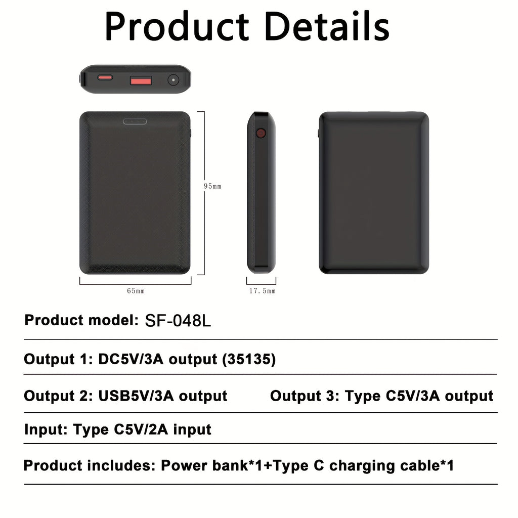 10000mAh Power Bank DC5V 3A Portable Charger External Battery Pack For Heating Vest Jacket Scarf Gloves Electric Heating Equipment