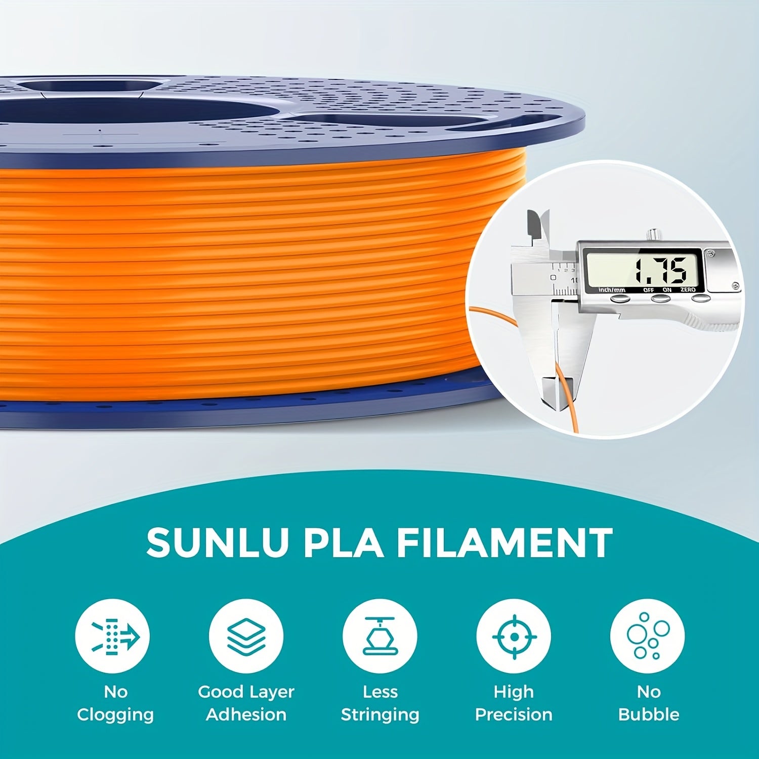 [8 Rolls PLA Filament] Sunlu 8 X 250G PLA Filament 1.75Mm Bundle, SUNLU 3D Printer Filament Neatly Wound, Individually Vacuum Packed, 250G Spool, 8 Rolls, White Red Orange Yellow Green Blue Cyan Purple