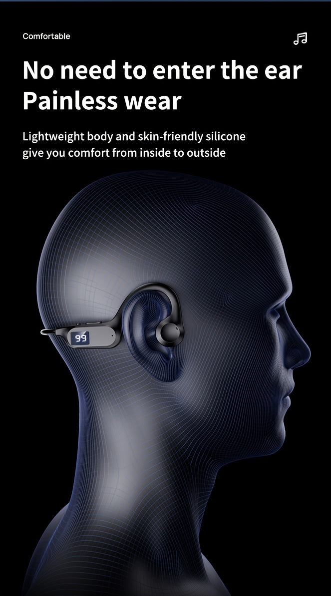 Menzluio Open Sports Headphones with Microphone, Sports Headphones with A Long Battery Life Of 15 Hours True Wireless Headphones, Suitable for Running, Exercising, Cycling