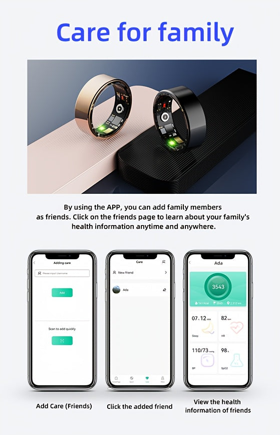2026 Upgraded Smart Rings for Men Women, Health Monitoring Ring, Fitness Tracker with Sport Mode, Pedometer, Sleep, Step, Calorie Tracker, IP68 Fitness Ring, Outdoor Activity Tracker Ring for Android for iPhone - Gifts for Him/Her