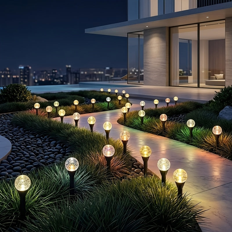 [Holiday Gifts] 30pcs Solar Outdoor Ground Plug Lights, Crystal Bubble Ball Lights, Smart LED Lights, Yard Lights, Garden Lights, Summer Camping Lights, Fairy String Lights, Dustproof &, 8 Lighting Modes, for Birthday Parties, Holiday Gifts, Independence