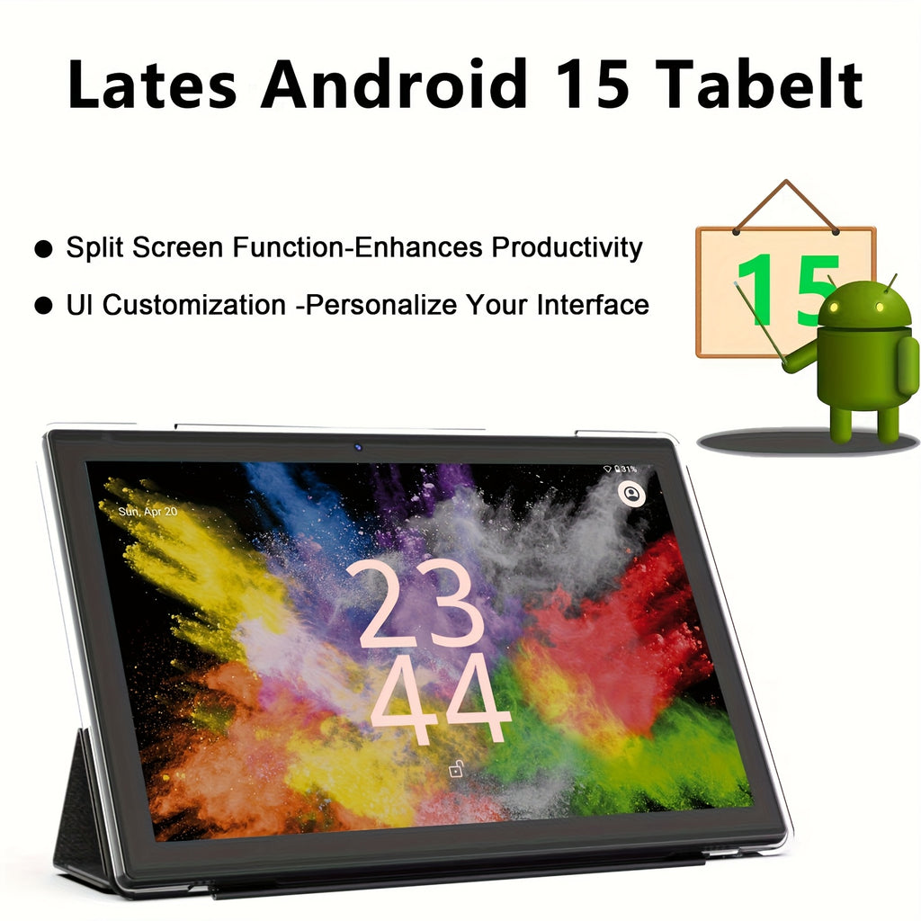 CRELANDER 10. 1 Inch Android 15 Tablet | 2in1 Tablet with Wireless Keyboard, Mouse, Case, Stylus, 128GB ROM, 12GB RAM, 1TB Expandable, Dual Camera, Quad Core Processor, 2. 4+5G Wi-Fi, IPS HD Display, GMS Tab Tablet PC, Tablet, Pad